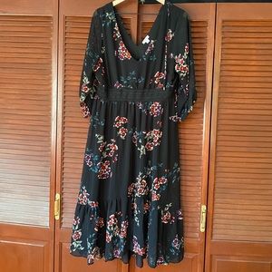 Black empires waist floral dress